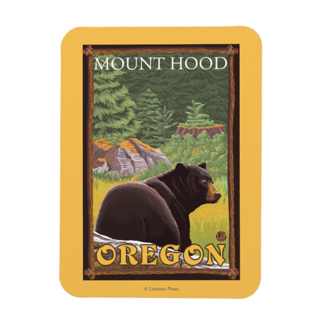 Black Bear in Forest - Mount Huva, Oregon Magnet (Vertikal)