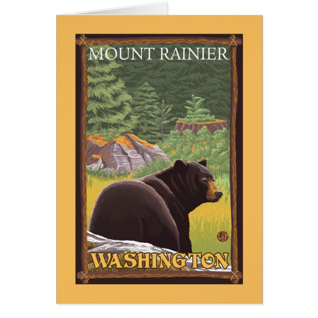 Black Bear in Forest - Mount Rainier, Washington Hälsningskort (Framsidan)