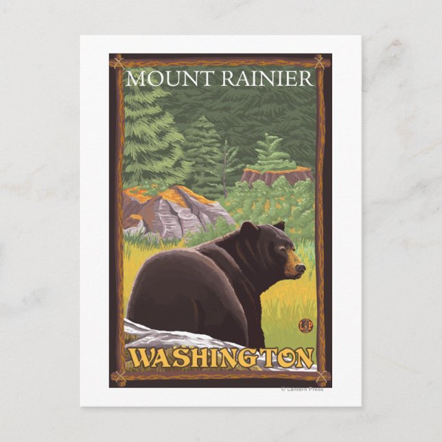 Black Bear in Forest - Mount Rainier, Washington Vykort (Framsida)