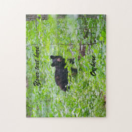 Black Bear in forest Pussel