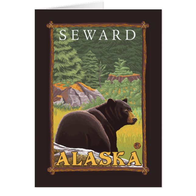 Black Bear in Forest - Seward, Alaska Hälsningskort (Framsidan)