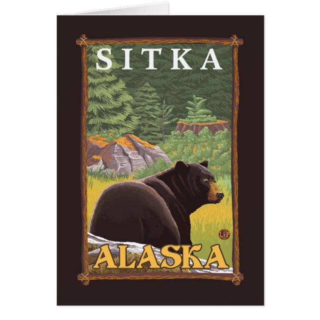 Black Bear in Forest - Sitka, Alaska Hälsningskort (Framsidan)