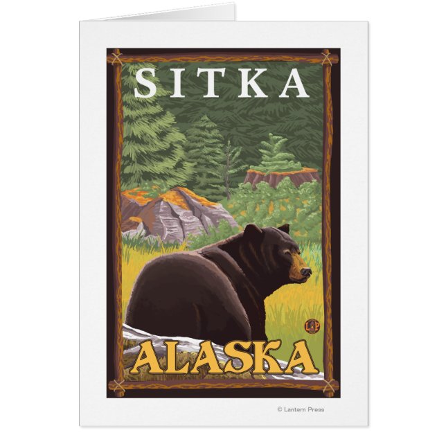 Black Bear in Forest - Sitka, Alaska Hälsningskort (Framsidan)