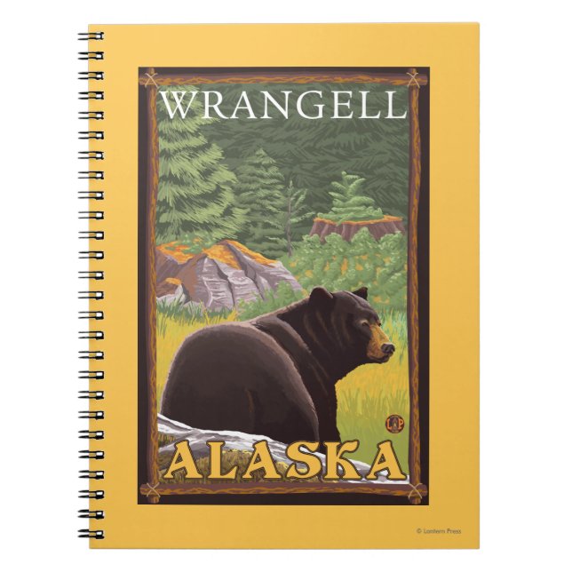 Black Bear in Forest - Wrangell, Alaska Anteckningsbok Med Spiral (Framsidan)