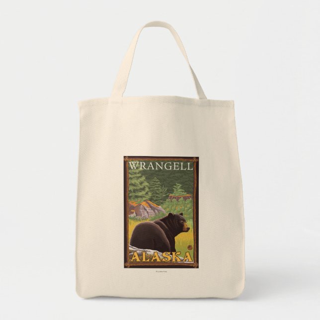 Black Bear in Forest - Wrangell, Alaska Tygkasse (Framsidan)