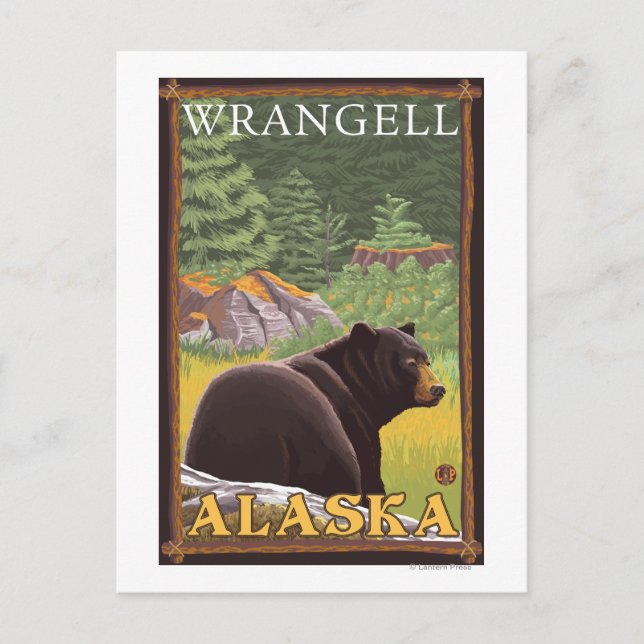 Black Bear in Forest - Wrangell, Alaska Vykort (Framsida)