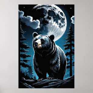 Black Bear Måne Poster