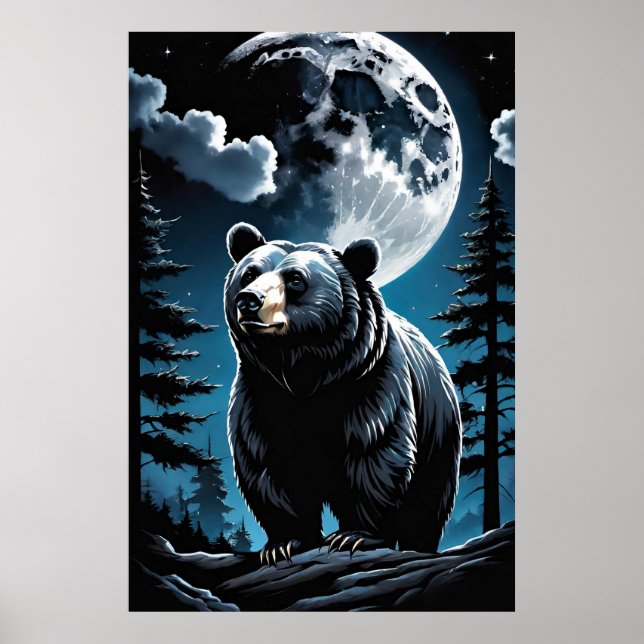 Black Bear Måne Poster (Framsidan)