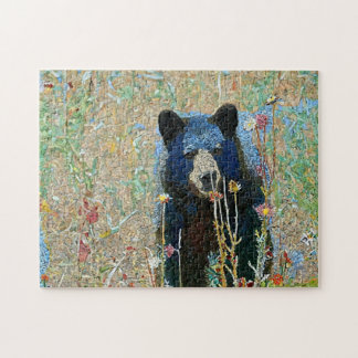 Black Bear Mosaic Mönster Skriv ut Pussel