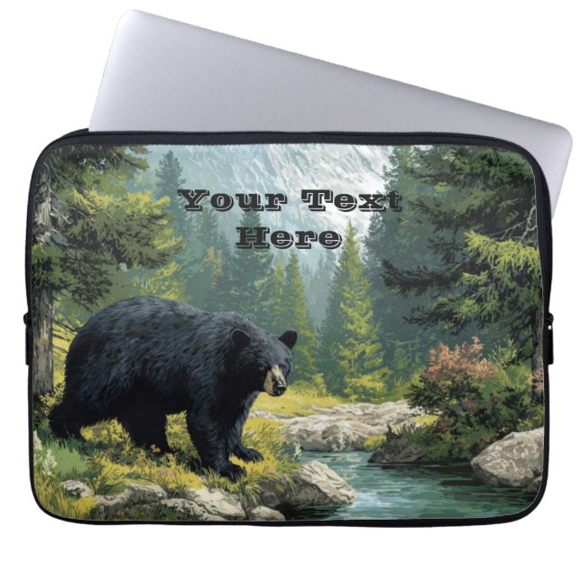 Black Bear Nature  Laptop Fodral (Framsidan)