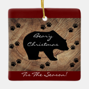 Black Bear och Bear Tass, jul Julgransprydnad Keramik