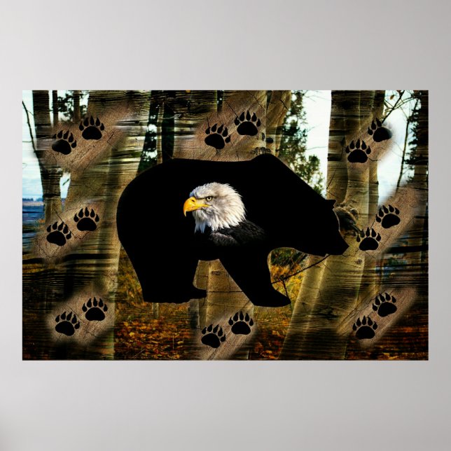 Black Bear Örn Bear Tass avtryck Wilderness Poster (Framsidan)