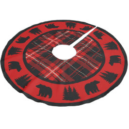 Black Bear Red and Black Cabin Play Julgransmatta Borstad Polyester