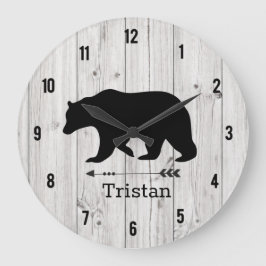 Black Bear Rustic Lodge Distress Farmhouse Stor Klocka