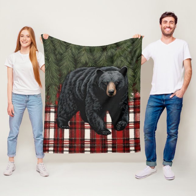 Black Bear Silhouette Fleece Blanket (På plats)