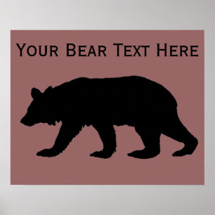 Black Bear Silhouette-mall Poster