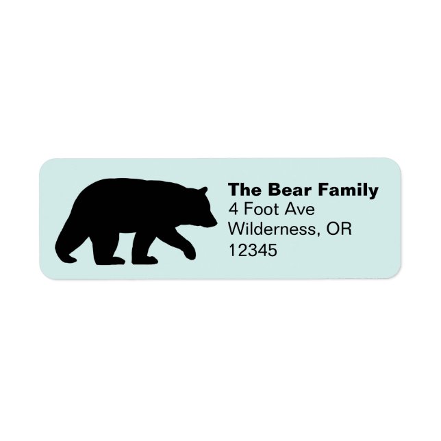 Black Bear Silhouette-Returetiketter Returadress Etikett (Framsidan)