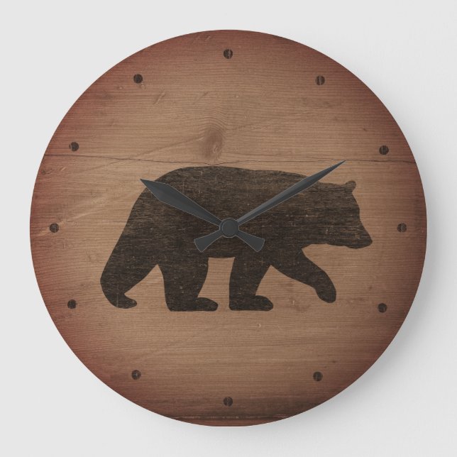 Black Bear Silhouette Stor Klocka (Framsida)