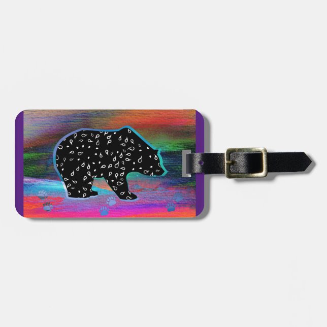 Black Bear Spirit Northern Light Färg Bagagebricka (Horisontell Framsida)