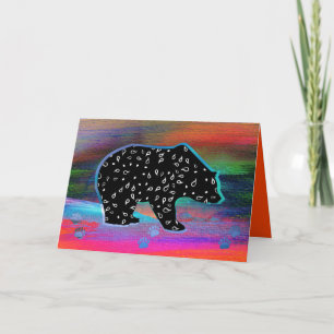 Black Bear Spirit Northern Light Färg Card Kort
