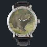 Black Bear Stepping på en Träd Trunk Armbandsur<br><div class="desc">Den här bran av Oliver Kemp-tryckningen illustrerar en brunbjörn som brinner på ett fallande träd i en skog. Pastellernas grönt färg lugnar sig för öga och skapar en varm känsla av den uppvaknande naturen i vår. Ett underbart tillägg till varje rustik hemdekoration!</div>