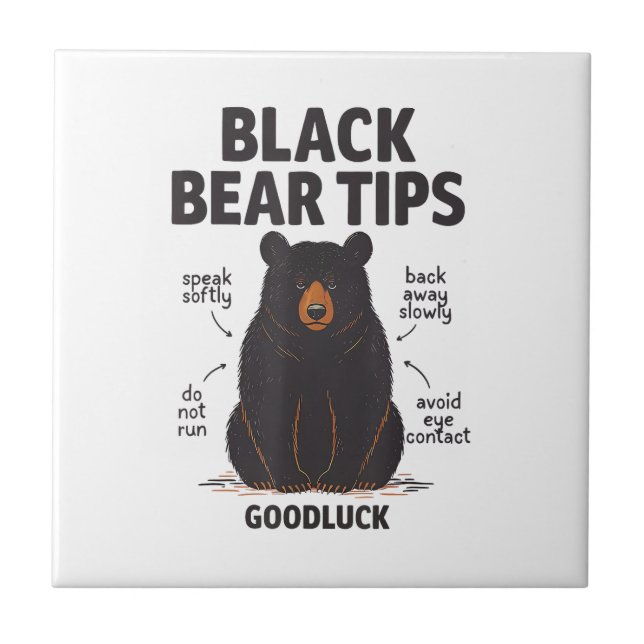 Black Bear Tips lycka till  Kakelplatta (Framsidan)