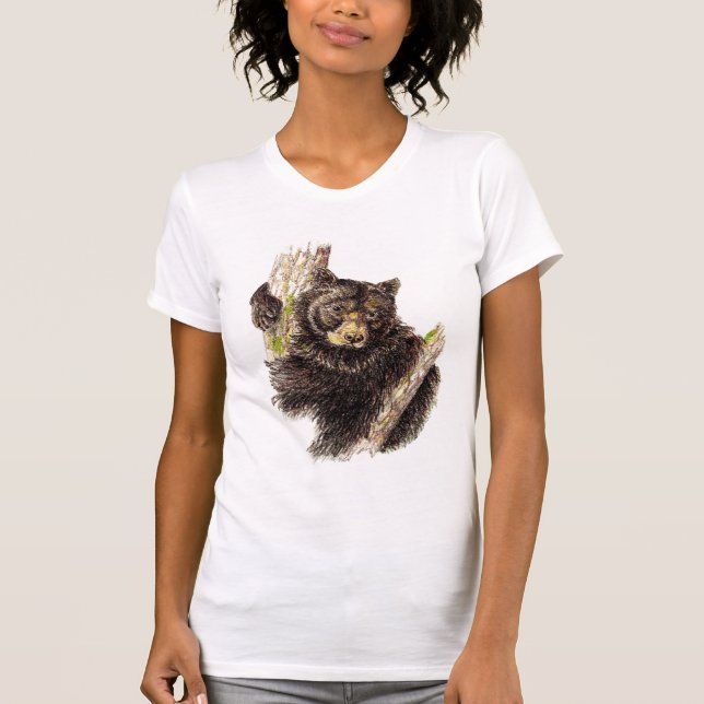 Black Bear Tracks Animal T Shirt (Framsida)