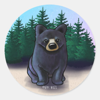 Black Bear Unge Classic Round Tag-förkläde Runt Klistermärke