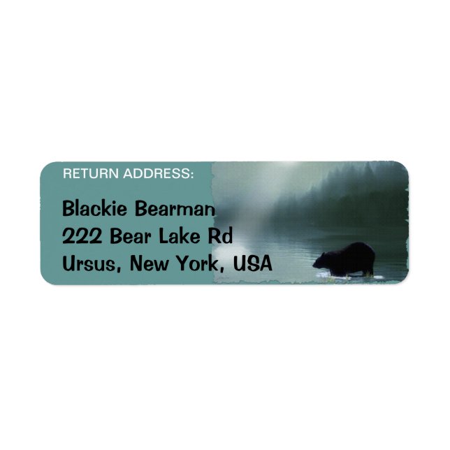 BLACK BEAR Wildlife Returetiketters Returadress Etikett (Framsidan)