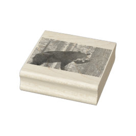 Black Bear Wood Rubber Frimärke Stämpel