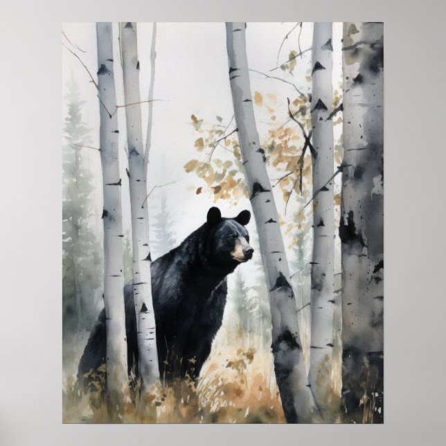 Black Bear Woodland Animal Art Print Poster (Framsidan)