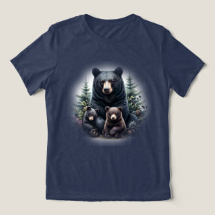 Black Bears Amid Forest Setting T Shirt