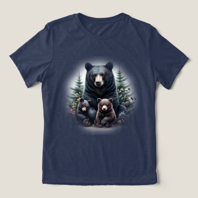Black Bears Amid Forest Setting T Shirt (Design Framsida)