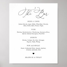 Black Beatrice Script Elegant bröllop Pub Menu Poster
