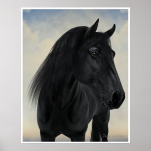Black Beauty - Black Friesian Horse Porträtt Poster