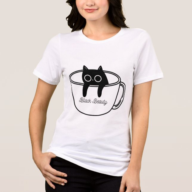 Black Beauty Cute Coffee Cup Graphic T-Shirt (Framsida)