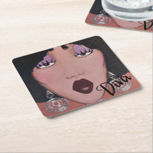 "Black Beauty Diva" SQUARE PAPPER UNDERLÄGG Kvadrat