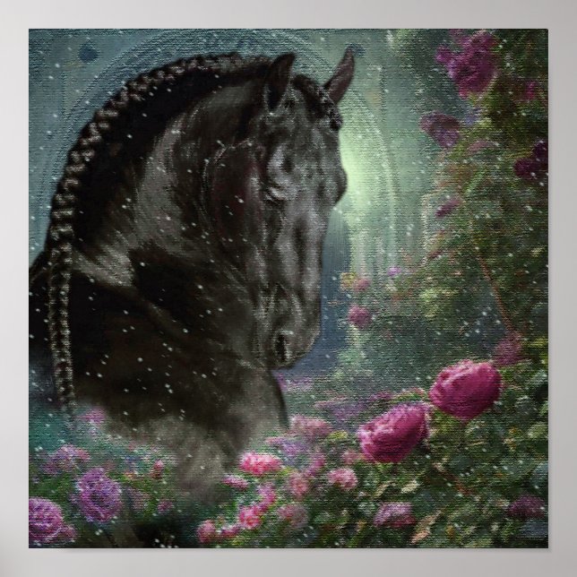 Black Beauty Friesian-häst - Affisch (Framsidan)