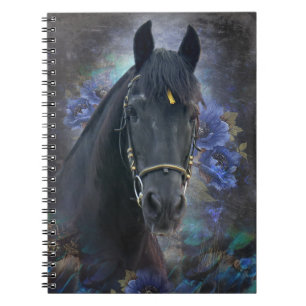 Black Beauty Friesian Horse - bärbar dator Anteckningsbok