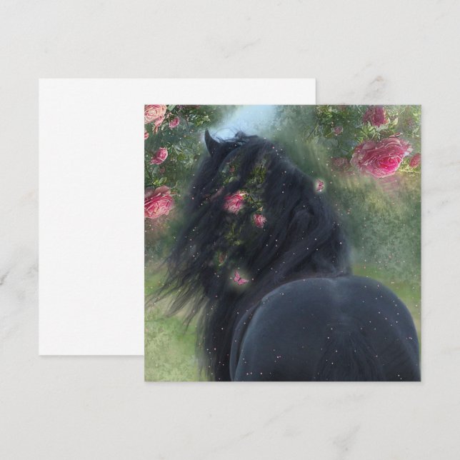 Black Beauty Friesian Horse - gratulationskort (Fram/baksida)