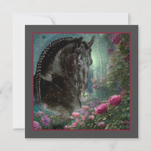 Black Beauty Friesian Horse - gratulationskort Julkort (Framsida)