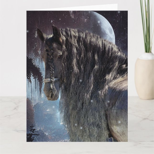Black Beauty Friesian Horse - gratulationskort Kort (Framsida)