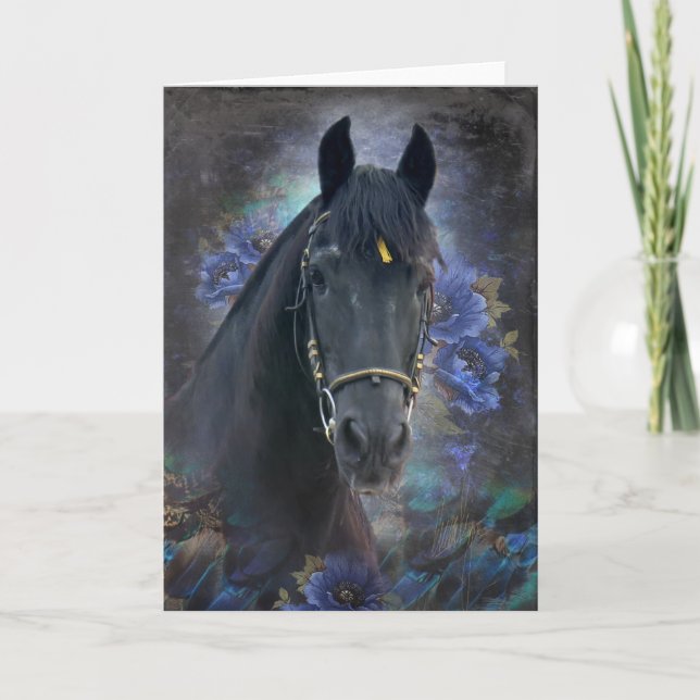 Black Beauty Friesian Horse - gratulationskort Kort (Framsida)
