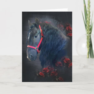 Black Beauty Friesian Horse - gratulationskort Tack Kort