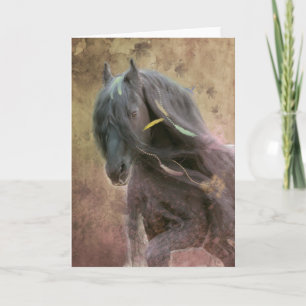 Black Beauty Friesian Horse - gratulationskort Tack Kort