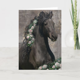 Black Beauty Friesian Horse - gratulationskort Tack Kort