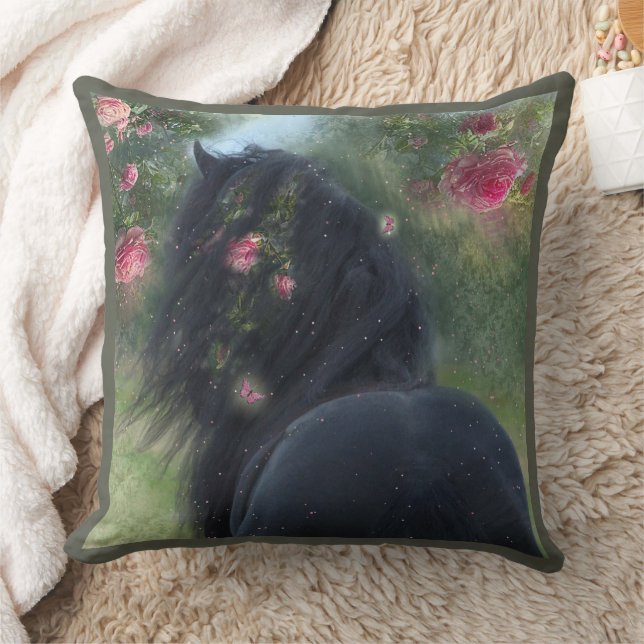 Black Beauty Friesian Horse - Pillow Kudde (Filt)