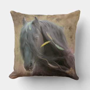 Black Beauty Friesian Horse - Pillow Kudde