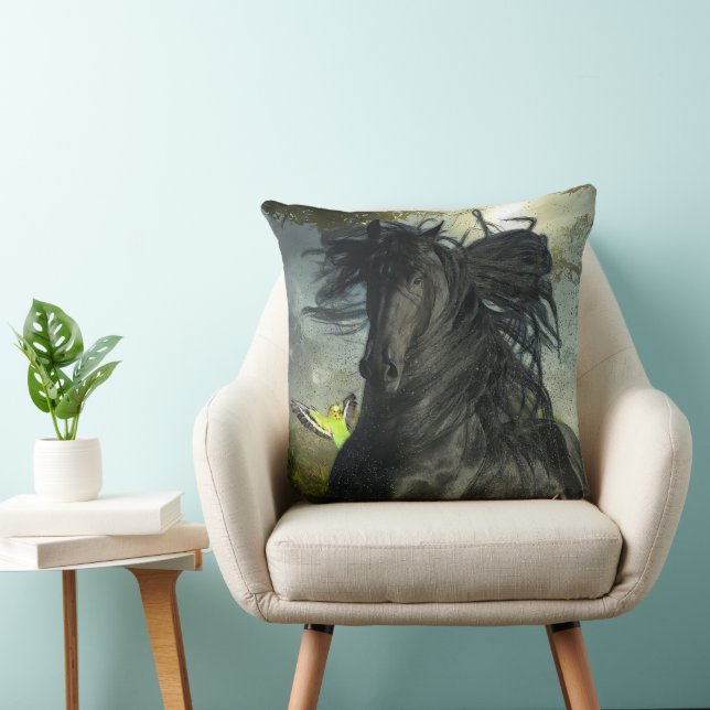 Black Beauty Friesian Horse - Pillow Kudde (Stol)