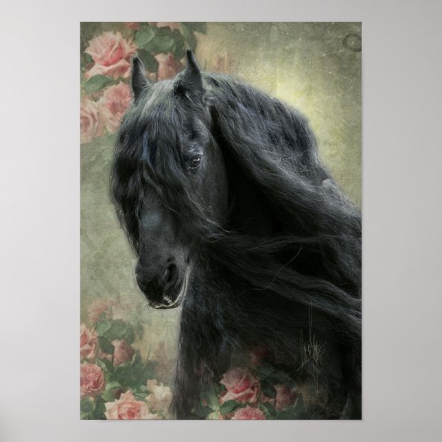 Black Beauty Friesian Horse - Poster (Framsidan)